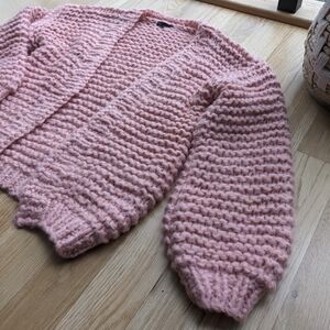 Oversized Chunky Knit Pink Cardigan